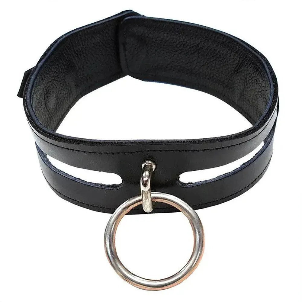 Rouge Garments Leather Fashion Bondage Collar Black - Rapture Works
