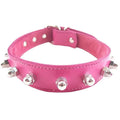 LEATHER NUT STUD COLLAR – PINK