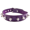 LEATHER NUT STUD COLLAR – PURPLE