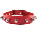 LEATHER NUT STUD COLLAR – RED