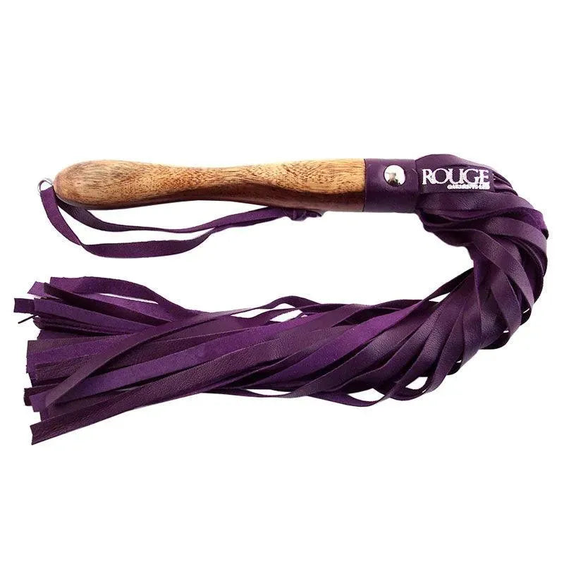 Rouge Garments Wooden Handled Purple Leather Flogger - Rapture Works