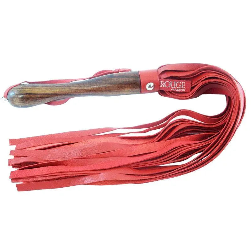 Rouge Garments Wooden Handled Red Leather Flogger - Rapture Works