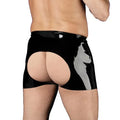 LATEX PLAY OPEN BACK SHORTS - BLACK