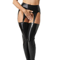 LATEX PLAY SUSPENDER BELT WITH METAL CLIPS - BLACK