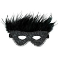 SATIN FEATHER EYE MASK - BLACK