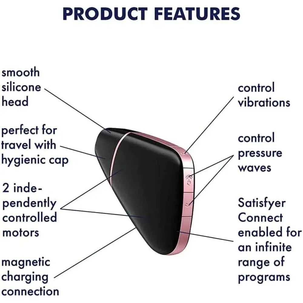 Satisfyer App Enabled Love Triangle Clit Massager Black - Rapture Works