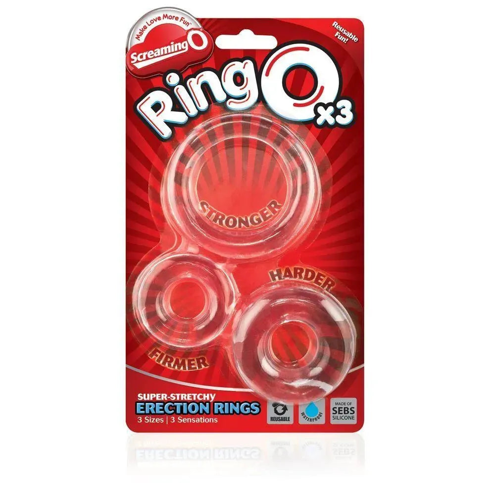 Screaming O RingO x3 Clear Cock Rings - Rapture Works