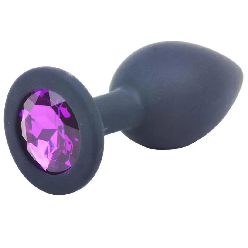 Small Black Jewelled Silicone Butt Plug - Rapture Works