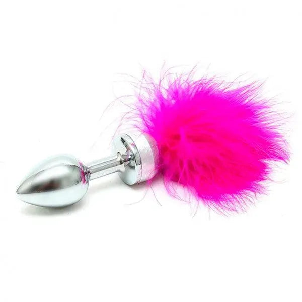 Small Butt Plug With Pink Feathers - Rapture Works