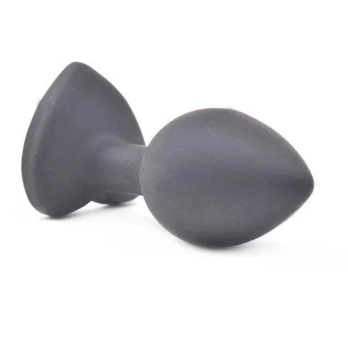 Small Heart Shaped Diamond Base Black Butt Plug - Rapture Works