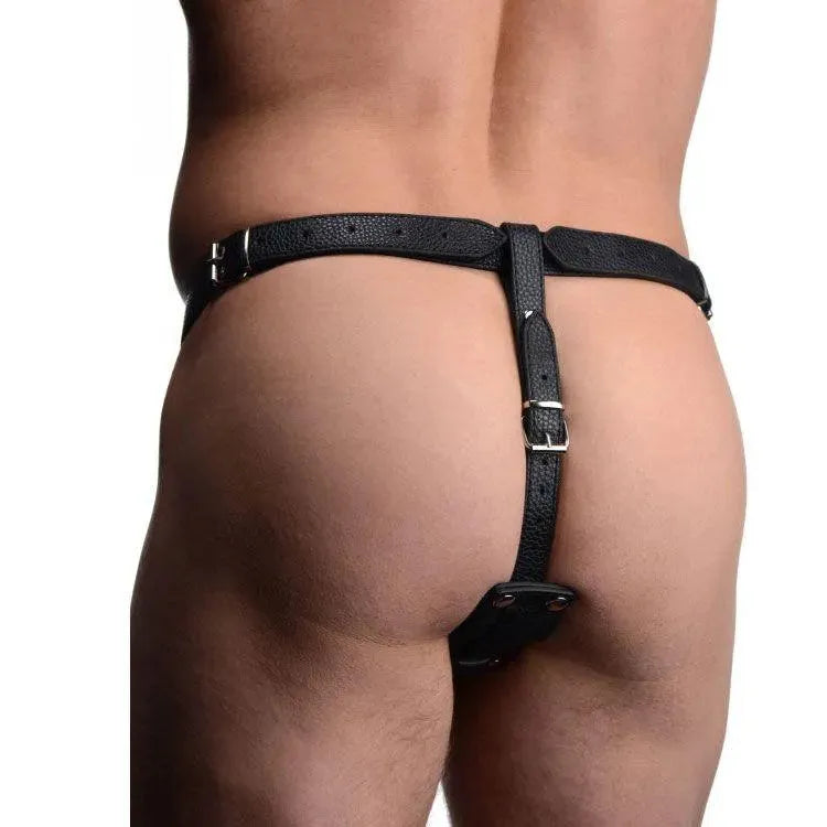 Strict Male Cock Ring Harness with Silicone Anal Plug - Rapture Works