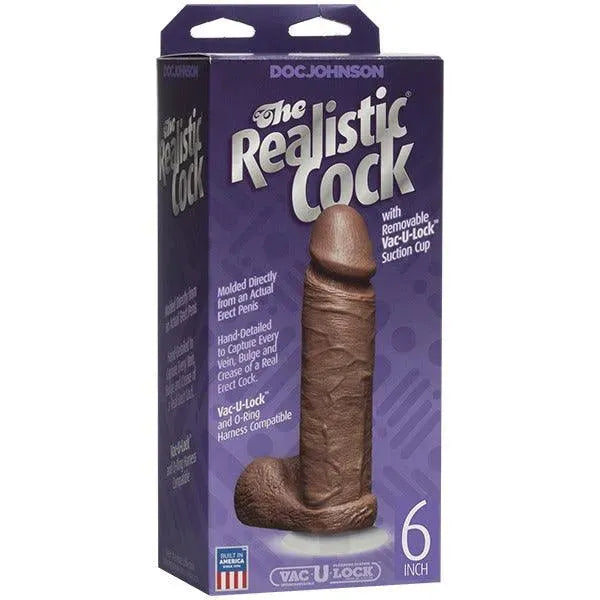 The Realistic Cock 6 Inch Dildo Flesh Brown - Rapture Works