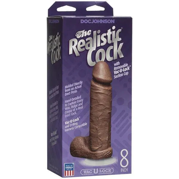 The Realistic Cock 8 Inch Dildo Flesh Brown - Rapture Works