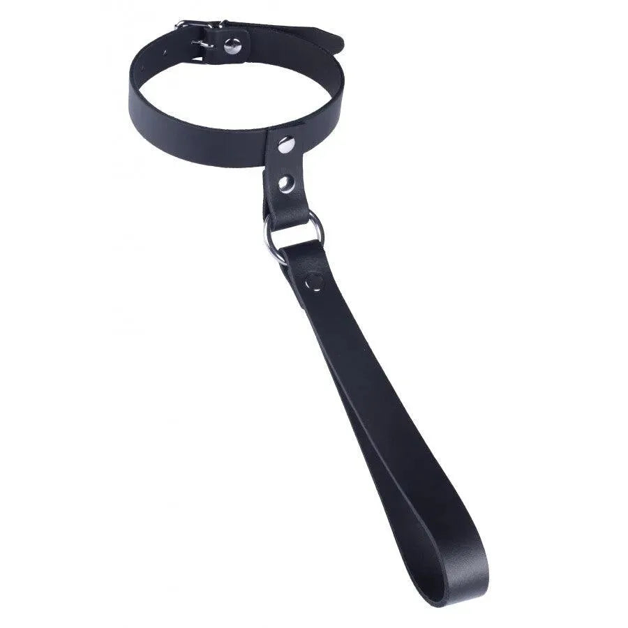 The Red Leather Collar with Short Leash - Rapture Works