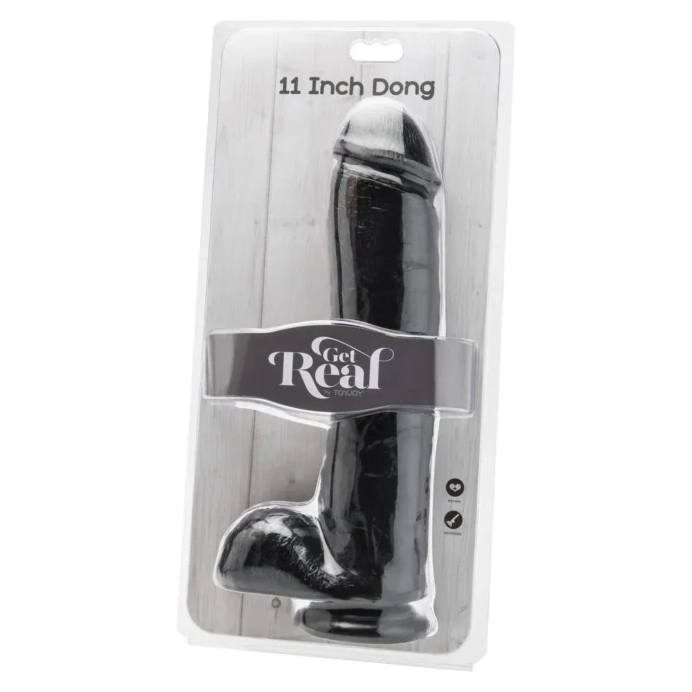 ToyJoy Get Real 11 Inch Dong With Balls Black - Rapture Works