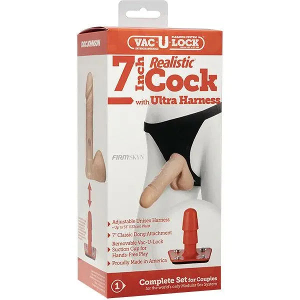 VacULock 7 Inch Realistic Cock With Ultra Harness - Rapture Works