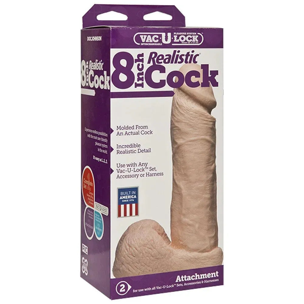VacULock 8 Inch Realistic Cock Attachment Flesh Pink - Rapture Works