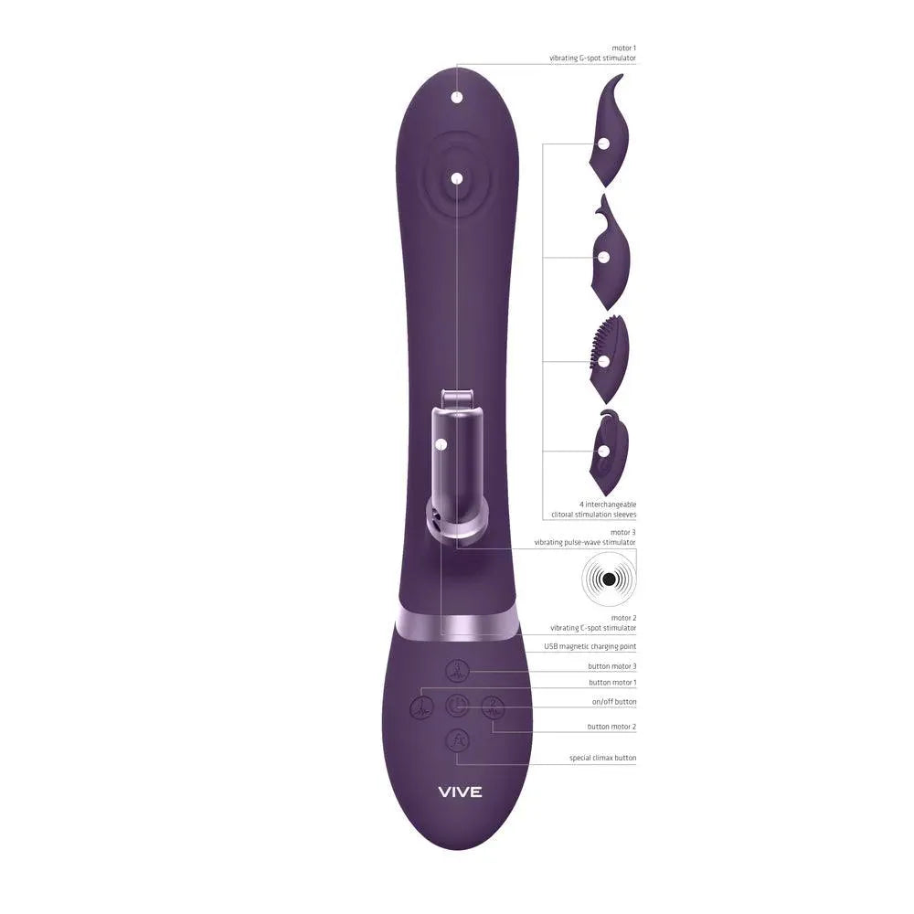 Vive Etsu Interchangeable Rabbit Vibrator Purple - Rapture Works
