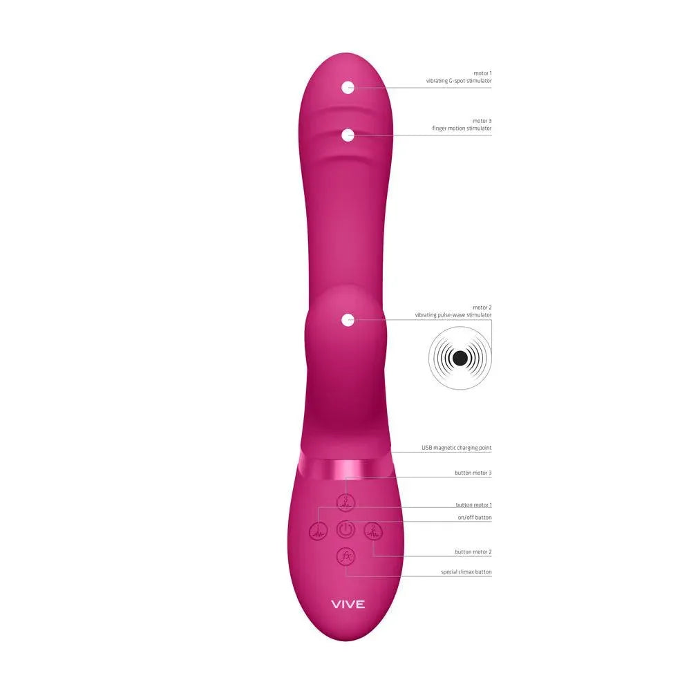 Vive Tani Finger Motion With Pulse Wave Vibrator Pink - Rapture Works